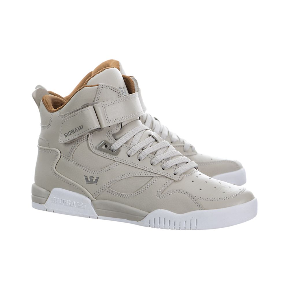 Baskets Montantes Supra Bleeker Grise Tan Khaki/White Homme | YYN-40993844